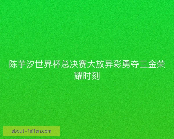 陈芋汐世界杯总决赛大放异彩勇夺三金荣耀时刻