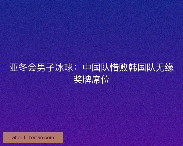 亚冬会男子冰球：中国队惜败韩国队无缘奖牌席位